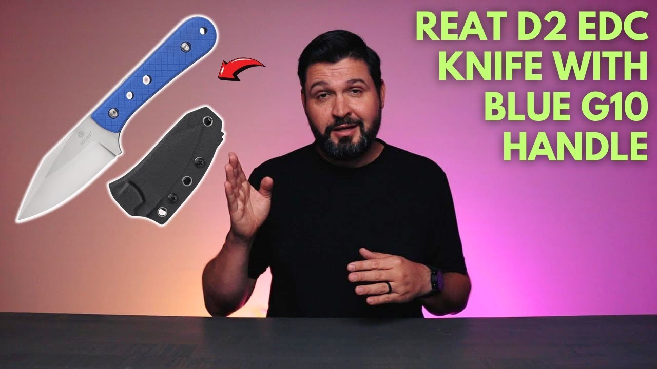 REAT D2 EDC Knife with Blue G10 Handle